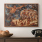 Boreas and the Fallen Leaves, c. 1910-1914 by Evelyn De Morgan in a walnut floater framed canvas displayed above a console table in a hallway, featuring a symbolic representation of motion and seasonal change.
