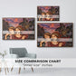Size comparison chart for walnut floater framed canvas featuring The Vision, 1914 by Evelyn De Morgan.