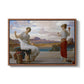 Winding the Skein, c. 1878 by Frederic Leighton in a walnut floater framed canvas wall art display.