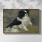 Front view of Tama, the Japanese Dog, c. 1876 by Pierre-Auguste Renoir in a natural wood floater framed canvas.