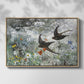 Front view of Common Swifts, 1886 by Bruno Liljefors in a natural wood floater framed canvas.