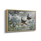 Angled view of Common Swifts, 1886 by Bruno Liljefors in a natural wood floater framed canvas.