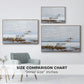 Size comparison chart for natural wood floater framed canvas featuring Greylag Geese (Grågäss), 1922 by Bruno Liljefors.