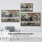 Size comparison chart for natural wood floater framed canvas featuring Hooded Crows (Kråkor), 1891 by Bruno Liljefors.