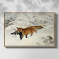 Front view of Fox in Snow Landscape, 1900 by Bruno Liljefors in a natural wood floater framed canvas.