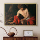Natural wood floater framed canvas featuring a biblical youth seated outdoors with symbolic staff and minimal landscape, displayed above a cabinet in a soft-toned living room.