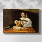 Front view of The Lute Player (Wildenstein Version), c. 1596 by Caravaggio in a natural wood floater framed canvas.