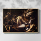 Front view of The Martyrdom of Saint Matthew, 1599-1600 by Caravaggio in a natural wood floater framed canvas.