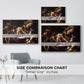 Size comparison chart for natural wood floater framed canvas featuring The Martyrdom of Saint Matthew, 1599-1600 by Caravaggio.
