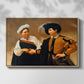 Front view of The Fortune Teller (Capitoline Version), c. 1599 by Caravaggio in a natural wood floater framed canvas.