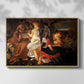Front view of Rest on the Flight into Egypt, c. 1597 by Caravaggio in a natural wood floater framed canvas.