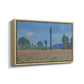Angled view of Poppy Field (Giverny), 1890-1891 by Claude Monet in a natural wood floater framed canvas.