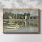 Front view of The Bridge at Argenteuil, 1874 by Claude Monet in a natural wood floater framed canvas.