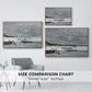 Size comparison chart for natural wood floater framed canvas featuring The Beach at Sainte-Adresse, 1867 by Claude Monet.