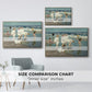 Size comparison chart for natural wood floater framed canvas featuring A Holiday, c. 1915 by Edward Henry Potthast.