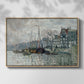 Front view of View of the Prins Hendrikkade and Kromme Waal in Amsterdam, 1874 by Claude Monet in a natural wood floater framed canvas.