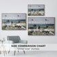 Size comparison chart for natural wood floater framed canvas featuring Garden at Sainte-Adresse, 1867 by Claude Monet.