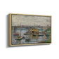 Angled view of Bridge at Argenteuil on a Gray Day, c. 1876 by Claude Monet in a natural wood floater framed canvas.