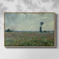 Front view of Poppy Field, 1881 by Claude Monet in a natural wood floater framed canvas.