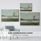 Size comparison chart for natural wood floater framed canvas featuring Poppy Field, 1881 by Claude Monet.