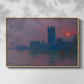 Front view of The Houses of Parliament, Sunset, 1903 by Claude Monet in a natural wood floater framed canvas.