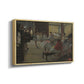 Angled view of The Dance Class, c. 1873 by Edgar Degas in a natural wood floater framed canvas.