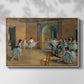 Front view of The Dance Foyer at the Opera on the Rue Le Peletier, 1872 by Edgar Degas in a natural wood floater framed canvas.