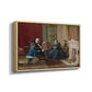 Angled view of The Brown Family, 1869 by Eastman Johnson in a natural wood floater framed canvas.