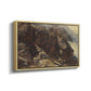 Angled view of High Mountain Study, c. 1870 by Edward Theodore Compton in a natural wood floater framed canvas.