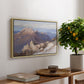 Hoher Göll from Watzmann-Hocheck, 1919 by Edward Theodore Compton, presented in a natural wood floater framed canvas featuring a distant mountain peak viewed from elevated ridge with sweeping landscape, displayed above a hallway console table.