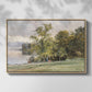 Front view of Landscape at Lake Starnberg, 1890 by Edward Theodore Compton in a natural wood floater framed canvas.