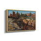 Angled view of Palatine in Rome, c. 1921 by Edward Theodore Compton in a natural wood floater framed canvas.