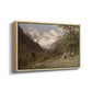 Angled view of Landscape in the Caucasus, c. 1921 by Edward Theodore Compton in a natural wood floater framed canvas.