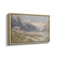 Angled view of Shepherds (Pasterze), c. 1921 by Edward Theodore Compton in a natural wood floater framed canvas.