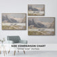Size comparison chart for natural wood floater framed canvas featuring Shepherds (Pasterze), c. 1921 by Edward Theodore Compton.