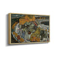 Angled view of Crescent of Houses II (Island Town), 1915 by Egon Schiele in a natural wood floater framed canvas.