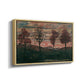 Angled view of Four Trees, 1917 by Egon Schiele in a natural wood floater framed canvas.