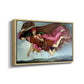 Angled view of Night and Sleep, 1878 by Evelyn De Morgan in a natural wood floater framed canvas.