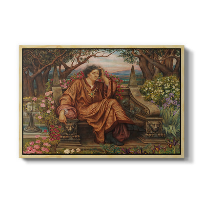 A Soul in Hell, c. 1901-1902 by Evelyn De Morgan in a natural wood floater framed canvas wall art display.