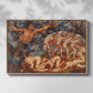 Front view of Boreas and the Fallen Leaves, c. 1910-1914 by Evelyn De Morgan in a natural wood floater framed canvas.
