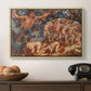 Boreas and the Fallen Leaves, c. 1910-1914 by Evelyn De Morgan in a natural wood floater framed canvas displayed above a console table in a hallway, featuring a symbolic representation of motion and seasonal change.