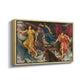 Angled view of The Storm Spirits, 1900 by Evelyn De Morgan in a natural wood floater framed canvas.