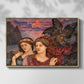 Front view of The Vision, 1914 by Evelyn De Morgan in a natural wood floater framed canvas.