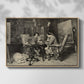 Front view of The Chess Players, 1858 by Ernest Meissonier in a natural wood floater framed canvas.