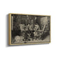 Angled view of The Chess Players, 1858 by Ernest Meissonier in a natural wood floater framed canvas.