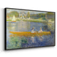 Angled view of The Skiff (La Yole), 1875 by Pierre-Auguste Renoir in a black floater framed canvas.