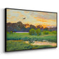 Angled view of Flying Duck at Sunset, 1924 by Bruno Liljefors in a black floater framed canvas.