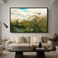 Wild Ducks (Grasänder), 1890 by Bruno Liljefors as a black floater framed canvas featuring ducks moving through grassy wetland near water's edge, displayed above a sofa in a modern living room.