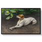 Portrait of a Dog, 1891 by Bruno Liljefors in a black floater framed canvas wall art display.