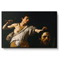 David with the Head of Goliath (Vienna Version), c. 1607 by Caravaggio in a black floater framed canvas wall art display.
